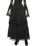 PRE-ORDER: Dark In Love Womens Gothic Courtesan Ruched Velvet & Lace Maxi Skirt