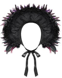 Devil Fashion Womens Dark Gothic Feathered Rose Fascinator Headpiece - Black & Purple