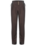 Devil Fashion Mens Tennyson Striped Steampunk Lacing Dress Pants - Brown