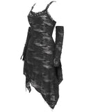 Devil Fashion Apocalyptic Punk Shredded Slip Dress & Gloves