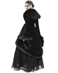 Eva Lady Womens Baroque Gothic Damask Winter Coat With Faux Faur Trims - Black
