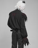 Devil Fashion Mens Apocalyptic Gothic Pirate Poet Shirt Top - Black & Red