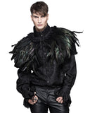 Devil Fashion Mens Cloak Coat Jacket Black Hooded Crow Feather Gothic Steampunk