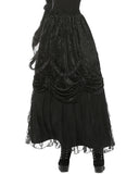 Dark In Love Womens Gothic Courtesan Ruched Velvet & Lace Maxi Skirt