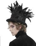 Devil Fashion Mens Beaded & Feathered Gothic Top Hat