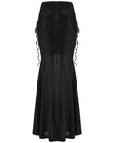 Punk Rave Womens Long Gothic Velvet & Lace Applique Maxi Skirt
