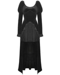 Dark In Love Womens Regency Gothic Velvet & Ruffled Lace Hi-Low Dress