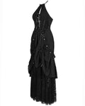 Devil Fashion Womens Long Gothic Punk Lace Up Strapping Maxi Dress