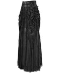 Eva Lady Womens Long Gothic Rose Velvet & Lace Embellished Maxi Skirt - Black