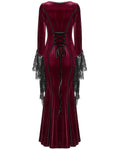 Punk Rave Daily Life Womens Long Gothic Velvet Applique Maxi Dress - Red