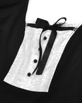 Dark In Love Gothic Lolita Doll Ribbon Bow Dress - Black & White