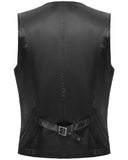 Devil Fashion Mens Regency Gothic Paisley Velvet Waistcoat Vest - Black