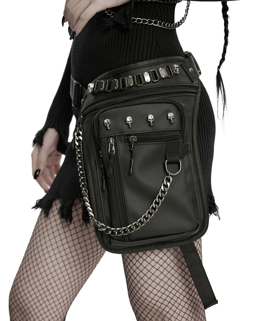 Hip Rave Belt Punk Rave Unisex Cyberpunk Chained Skull Studded Hip Bag Waist Pack Be ...