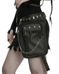 Punk Rave Unisex Cyberpunk Chained Skull Studded Hip Bag Waist Pack Belt
