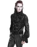 Devil Fashion Mens Regency Gothic Steampunk Paisley Velvet Waistcoat Vest Black