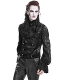 Devil Fashion Mens Regency Gothic Paisley Velvet Waistcoat Vest - Black