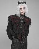 Devil Fashion Mens Apocalyptic Gothic Pirate Poet Shirt Top - Black & Red