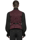 Punk Rave Mens Dark Victorian Gothic Damask Jacquard Waistcoat Vest - Red