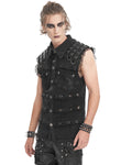 Devil Fashion Mens Wasteland Punk Destroyed Mesh Strapped Sleeveless Vest Shirt