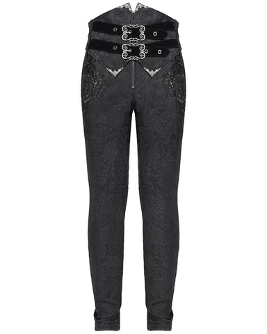 Devil Fashion Mens Victorian Gothic Brocade Formal Cummerbund Dress Pants