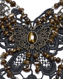 Punk Rave Womens Steampunk Butterfly Choker Necklace - Black & Brown