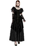 Punk Rave Womens Dark Regency Gothic Velvet Wedding Dress & Lace Opera Gloves