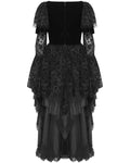 Eva Lady Womens Long Dark Gothic Velvet Lace Up Ball Gown Maxi Dress - Black