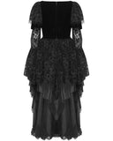 Eva Lady Womens Long Dark Gothic Velvet Lace Up Ball Gown Maxi Dress - Black