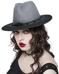 Punk Rave Womens Gothic Gradient Fedora Hat - Grey & Black