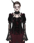 Eva Lady Womens Elegant Victorian Gothic Ruched Velvet & Lace Blouse Top