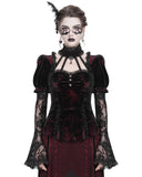 Eva Lady Womens Elegant Victorian Gothic Ruched Velvet & Lace Blouse Top