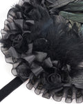 Eva Lady Womens Dark Gothic Lolita Feathered Rose Bonnet Hat