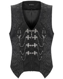 Devil Fashion Mens Gothic Vampire Chained Crucifix Jacquard Waistcoat Vest