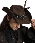 Punk Rave Mens Steampunk Apocalypse Western Skulls Cowboy Hat - Brown