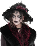 Eva Lady Womens Dark Gothic Punk Lolita Rose Wide Brim Mourning Hat