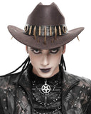 Devil Fashion Mens Apocalyptic Steampunk Bullet Fedora Hat - Brown