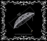 Dark In Love Womens Lolita Elegant Embroidered Floral Parasol Umbrella - Black & White