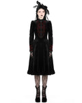 Dark In Love Romantic Gothic Vampire Velvet Mourning Dress - Black & Red