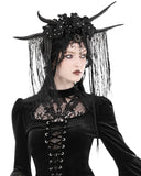 Dark In Love Womens Gothic Fringed Horns Fascinator Tiara