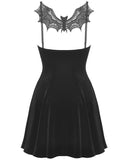 Dark In Love Womens Gothic Crucifix & Lace Bat Velvet Mini Dress