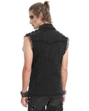 Devil Fashion Mens Wasteland Punk Destroyed Mesh Strapped Sleeveless Vest Shirt