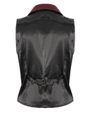 Devil Fashion Mens Gothic Aristocrat Embroidered Jacquard Waistcoat Vest - Red & Black