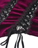 Dark In Love Womens Dark Gothic Vampire Velvet Cami Corset Top - Red & Black