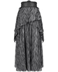 Devil Fashion Womens Long Victorian Steampunk Straps Maxi Skirt - Grey & Black