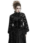 Punk Rave Womens Gothic Velvet Lace Applique Cutout Blouse Top - Black