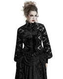 Punk Rave Womens Gothic Velvet Lace Applique Cutout Blouse Top - Black
