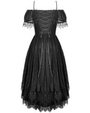 Dark In Love Womens Elegant Gothic Black Lace Off-Shoulder Evening Prom Dress