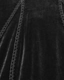 Punk Rave Daily Life Womens Long Gothic Velvet Applique Maxi Dress - Black