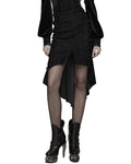 Punk Rave Womens Baroque Gothic Rose Embroidered Velvet Fishtail Skirt - Black