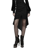 Punk Rave Womens Baroque Gothic Rose Embroidered Velvet Fishtail Skirt - Black